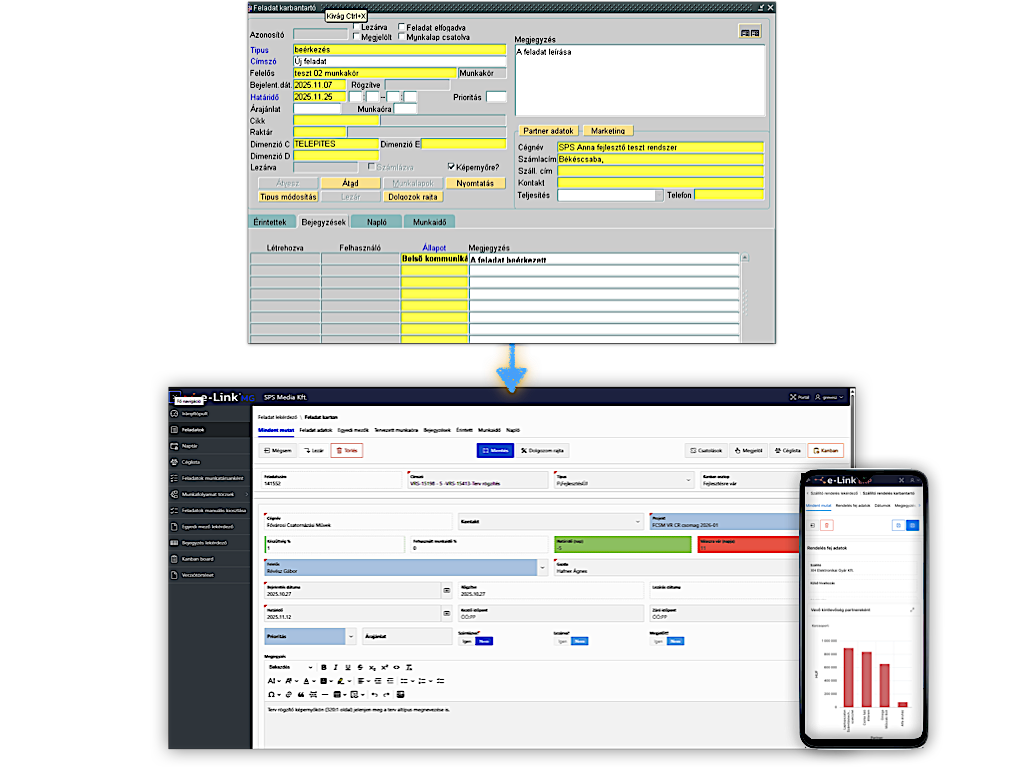 Régi rendszer → modern, reszponzív APEX felület